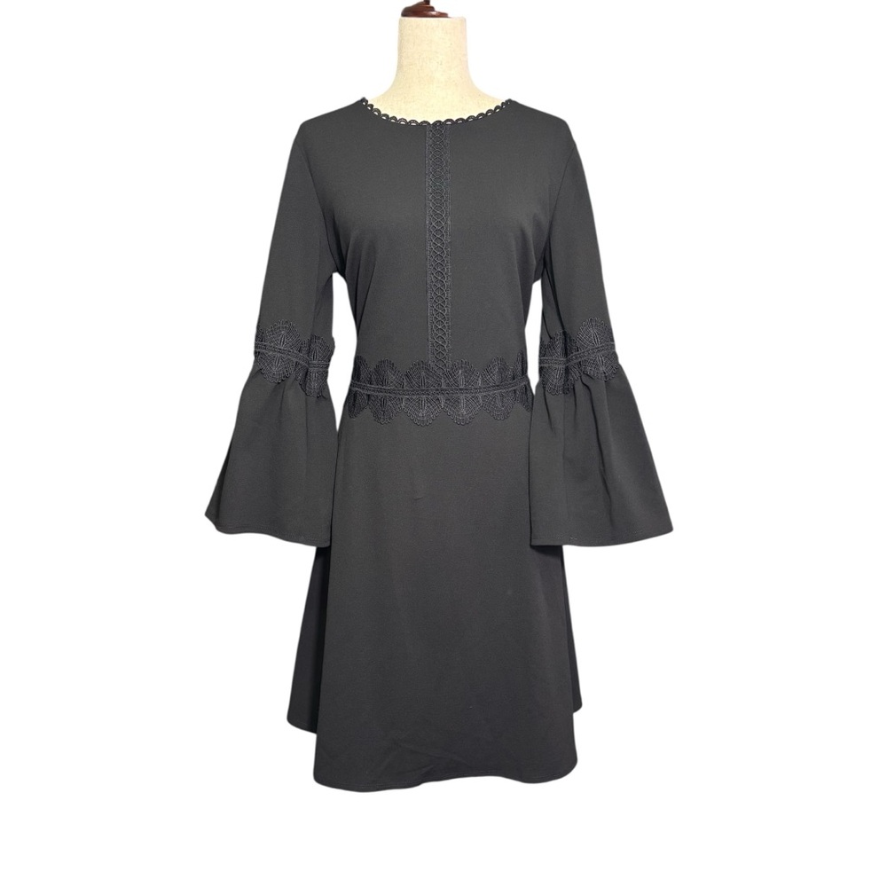 Banana Republic Black Long Sleeve Bell-Sleeve Dress